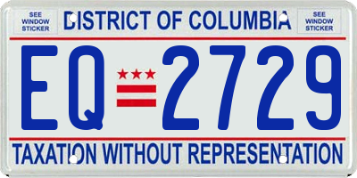 DC license plate EQ2729