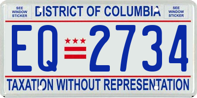 DC license plate EQ2734