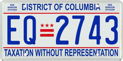 DC license plate EQ2743