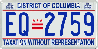DC license plate EQ2759