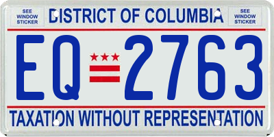 DC license plate EQ2763