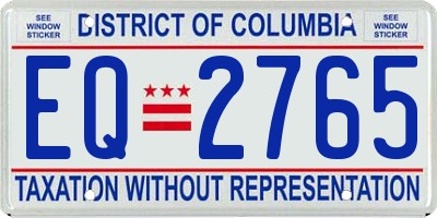DC license plate EQ2765
