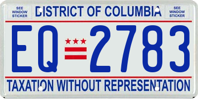 DC license plate EQ2783