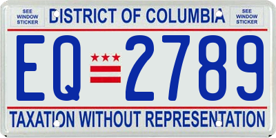 DC license plate EQ2789