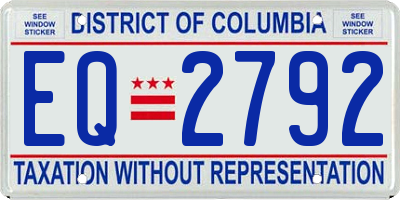 DC license plate EQ2792