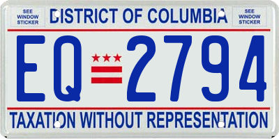DC license plate EQ2794