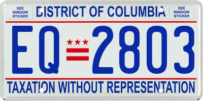 DC license plate EQ2803