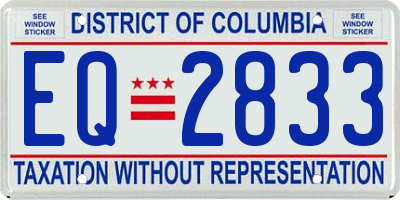 DC license plate EQ2833