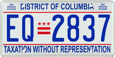 DC license plate EQ2837