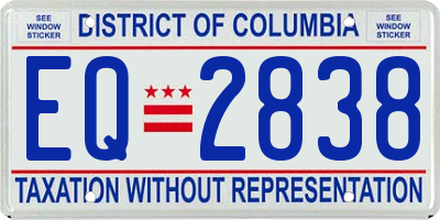 DC license plate EQ2838