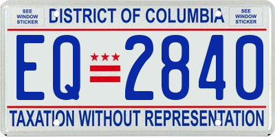 DC license plate EQ2840