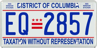 DC license plate EQ2857