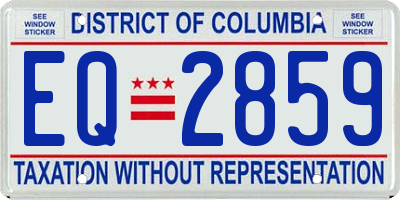 DC license plate EQ2859