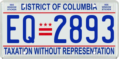 DC license plate EQ2893
