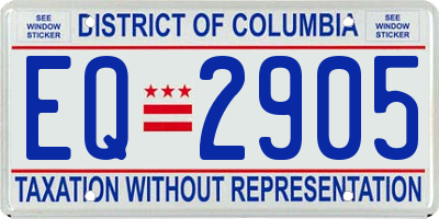 DC license plate EQ2905