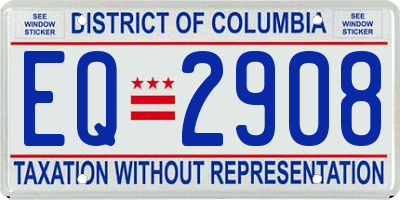 DC license plate EQ2908
