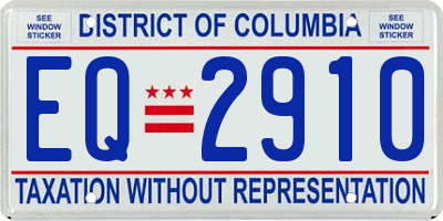 DC license plate EQ2910