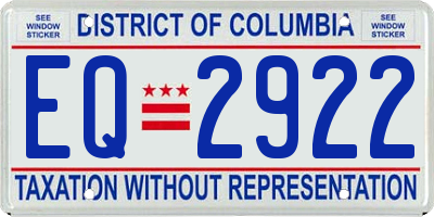 DC license plate EQ2922
