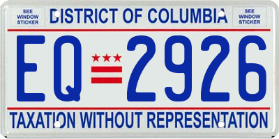 DC license plate EQ2926