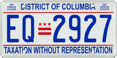 DC license plate EQ2927