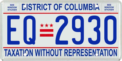 DC license plate EQ2930