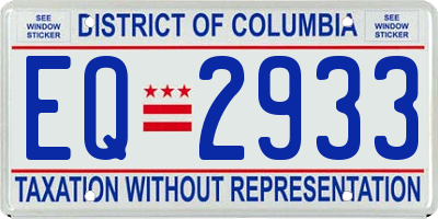 DC license plate EQ2933