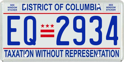 DC license plate EQ2934