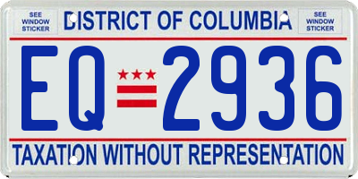 DC license plate EQ2936