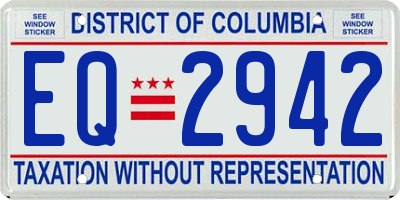 DC license plate EQ2942