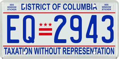 DC license plate EQ2943