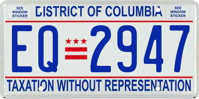 DC license plate EQ2947