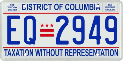 DC license plate EQ2949