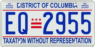 DC license plate EQ2955