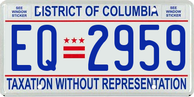 DC license plate EQ2959