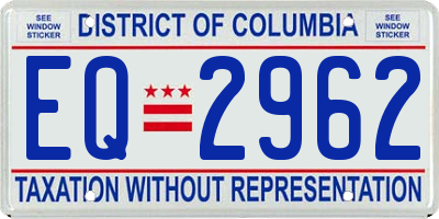 DC license plate EQ2962