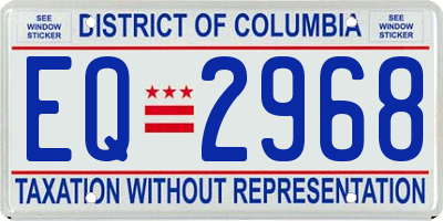 DC license plate EQ2968