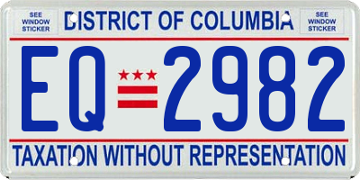 DC license plate EQ2982