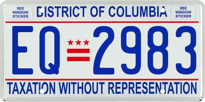 DC license plate EQ2983