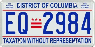 DC license plate EQ2984