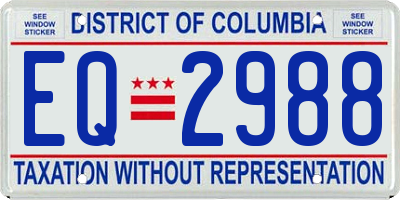 DC license plate EQ2988