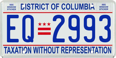 DC license plate EQ2993