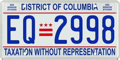 DC license plate EQ2998