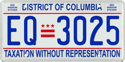 DC license plate EQ3025