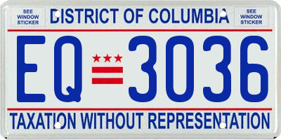 DC license plate EQ3036