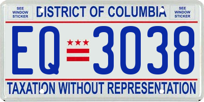 DC license plate EQ3038