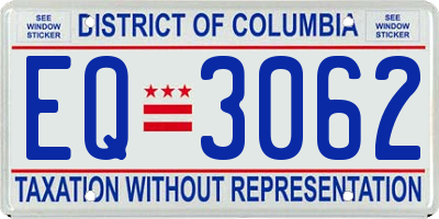 DC license plate EQ3062