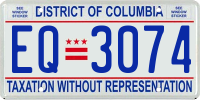 DC license plate EQ3074