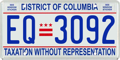 DC license plate EQ3092