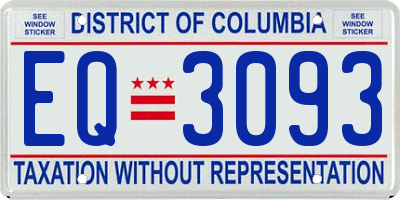 DC license plate EQ3093