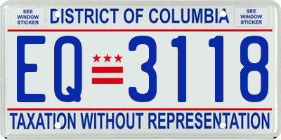 DC license plate EQ3118